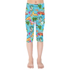 Summer Pattern Seamless Kids  Capri Leggings  by Perong