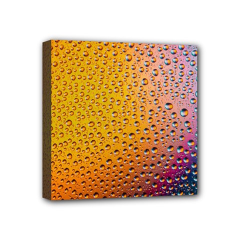 Rain Water Raindrops Droplets Mini Canvas 4  X 4  (stretched) by Salmanaz77
