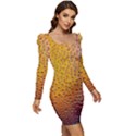 Rain Water Raindrops Droplets Women Long Sleeve Ruched Stretch Jersey Dress View2