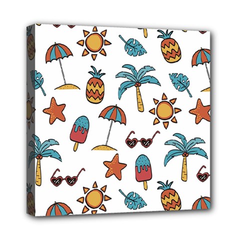 Summer Pineapple Fruit Tropical Mini Canvas 8  X 8  (stretched) by Grandong
