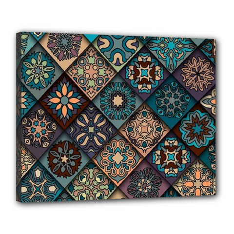 Flower Texture Background Colorful Pattern Canvas 20  X 16  (stretched) by Cemarart