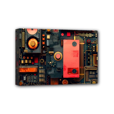 Tech Technology Pattern Mini Canvas 6  X 4  (stretched) by Salmanaz77