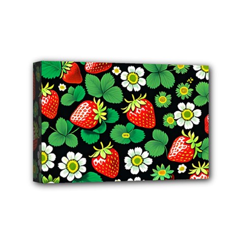 Strawberries Pattern Mini Canvas 6  X 4  (stretched) by Salmanaz77