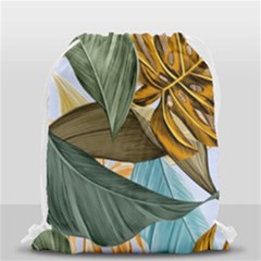 Monstera Palm Leaves Plants Drawstring Bag (small) by Paksenen