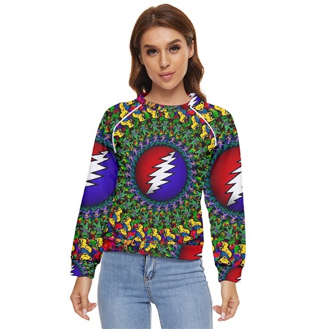 Grateful Dead Bear Pattern Women s Long Sleeve Raglan T-shirt by Maspions