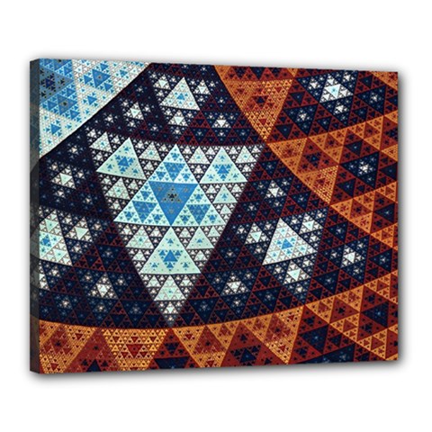 Fractal Triangle Geometric Abstract Pattern Canvas 20  X 16  (stretched) by Cemarart