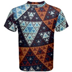 Fractal Triangle Geometric Abstract Pattern Men s Cotton T-shirt by Cemarart
