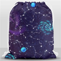 Realistic Night Sky Poster With Constellations Drawstring Bag (large) by Ket1n9