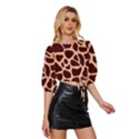 Animal Print Girraf Patterns Mid Sleeve Drawstring Hem Top View3