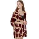 Animal Print Girraf Patterns Open Front 3/4 Sleeve Batwing Chiffon Cardigan Kimono View3