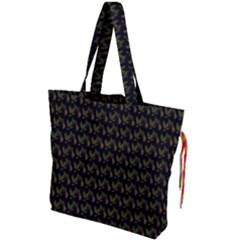 Fern Pattern 2 Black Drawstring Tote Bag by snowwhitegirl