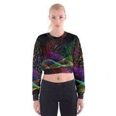 Particles Waves Line Multicoloured Cropped Sweatshirt by Proyonanggan