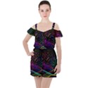 Particles Waves Line Multicoloured Ruffle Cut Out Chiffon Playsuit View1