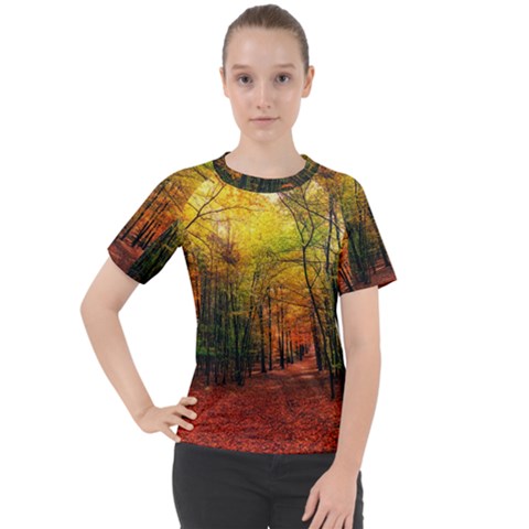 Forest Woods Autumn Nature Women s Sport Raglan T-shirt by Proyonanggan