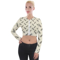 Dragonfy Insect Pattern Long Sleeve Cropped Velvet Jacket by Maspions