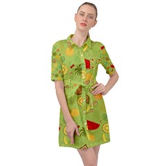 Art Fruits Pattern Belted Shirt Dress by Maspions