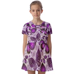 Butterflies Butterfly Insect Animal Nature Kids  Short Sleeve Pinafore Style Dress by Maspions