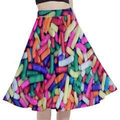 Colorful Candy Texture, Close-up A-line Full Circle Midi Skirt With Pocket by kyorashop23