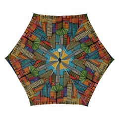 City New York Nyc Skyscraper Skyline Downtown Night Business Urban Travel Landmark Building Architec Automatic Folding Umbrella With Case (small) by Posterlux