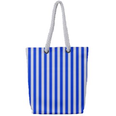 Blue Stripes, Sticker, Stickers Full Print Rope Handle Tote (small) by kyorashop23