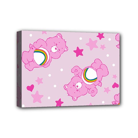 Cheer Bear Pink, Care, Care Bears, Cartoon Mini Canvas 7  X 5  (stretched) by kyorashop23