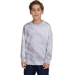 Rose Gold Marble, Rose Gold, Kids  Crewneck Sweatshirt by kyorashop23