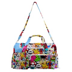 Sticker Art, Brand, Cartoon Sports Gym Duffle Bag With Shoe Compartment by kyorashop23