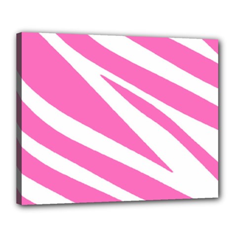 White Pink Stripes, Pattern Canvas 20  X 16  (stretched) by kyorashop23