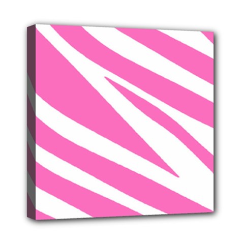 White Pink Stripes, Pattern Mini Canvas 8  X 8  (stretched) by kyorashop23