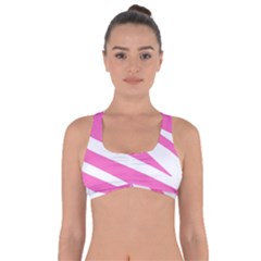 White Pink Stripes, Pattern Got No Strings Sports Bra by kyorashop23