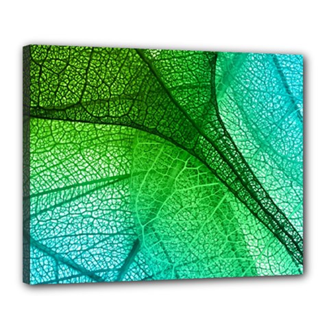 3d Leaves Texture Sheet Blue Green Canvas 20  X 16  (stretched) by Cemarart