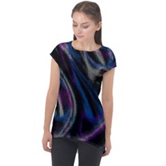Multicolored Abstract Dynamic Shapes Print Cap Sleeve High Low Top by dflcprintsclothing