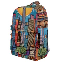 City New York Nyc Skyscraper Skyline Downtown Night Business Urban Travel Landmark Building Architec Classic Backpack by Posterlux