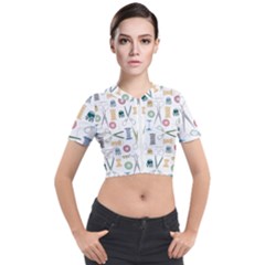Pattern Seamless Texture Sewing Short Sleeve Cropped Jacket by Salmanaz77