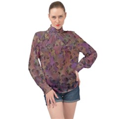 Monster Snake Hand Drawn Illustration Motif Random Pattern High Neck Long Sleeve Chiffon Top by dflcprintsclothing