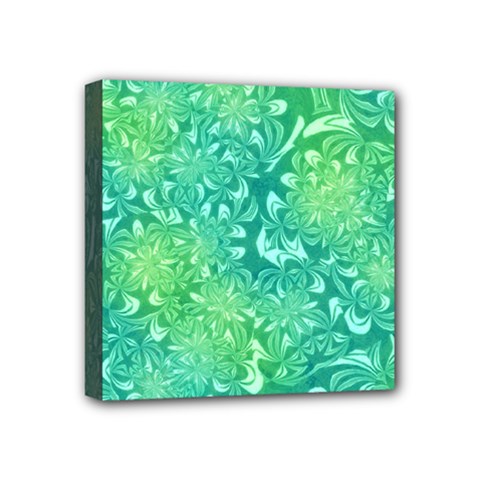Retro Flower Pattern Design Batik Mini Canvas 4  X 4  (stretched) by Posterlux
