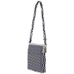 Black White Wave Pattern Wavy Water Seamless Multi Function Travel Bag by Posterlux