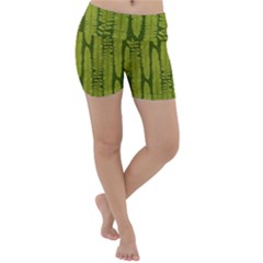 Fern Texture Nature Leaves Lightweight Velour Yoga Shorts by Posterlux