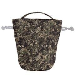 Camouflage Army Survival Uniform Drawstring Bucket Bag by Posterlux