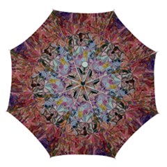 Marbling Blend  Automatic Folding Umbrella With Case (medium) by kaleidomarblingart