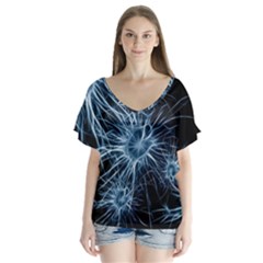 Neurons Brain Cells Structure V-neck Flutter Sleeve Top by anzea