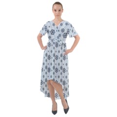 Snowflakes Winter Christmas Front Wrap High Low Dress by anzea