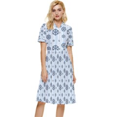 Snowflakes Winter Christmas Button Top Knee Length Dress by anzea