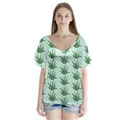 Aloe Plants Pattern Scrapbook V-neck Flutter Sleeve Top by anzea