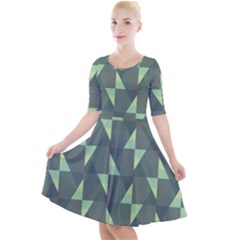 Texture Triangle Quarter Sleeve A-line Dress With Pockets by anzea