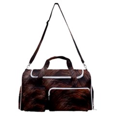 Brown Wool Texture Sports Gym Duffle Bag With Shoe Compartment by kyorashop23