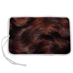 Brown Wool Texture Pen Storage Case (l) by kyorashop23