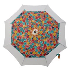 Floral And Leaves Pattern Hook Handle Umbrellas (large) by BellaVistaTshirt02