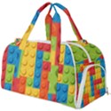 Lego Bricks, Colorful Dots Background Burner Gym Duffle Bag View1