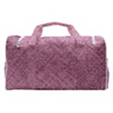 Pink Fabric Texture, Knitted Pink Texture, Sports Gym Duffle Bag with Shoe Compartment View2